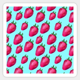 Fun Strawberry Pattern (Light Blue Background, Large Scale) Sticker